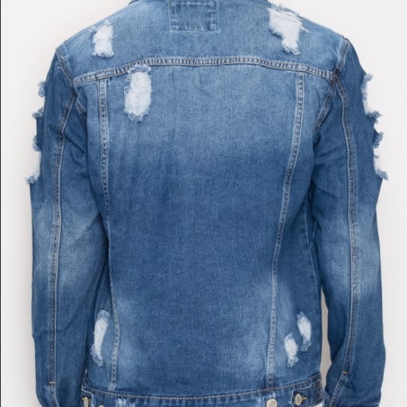 Mens Distressed Denim Jacket - Picture 2 of 7